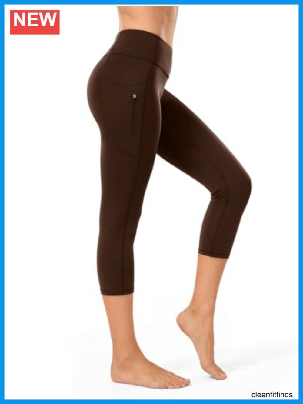 Women's Capri Leggings with Zipper Pocket, Compression High Waisted Tummy